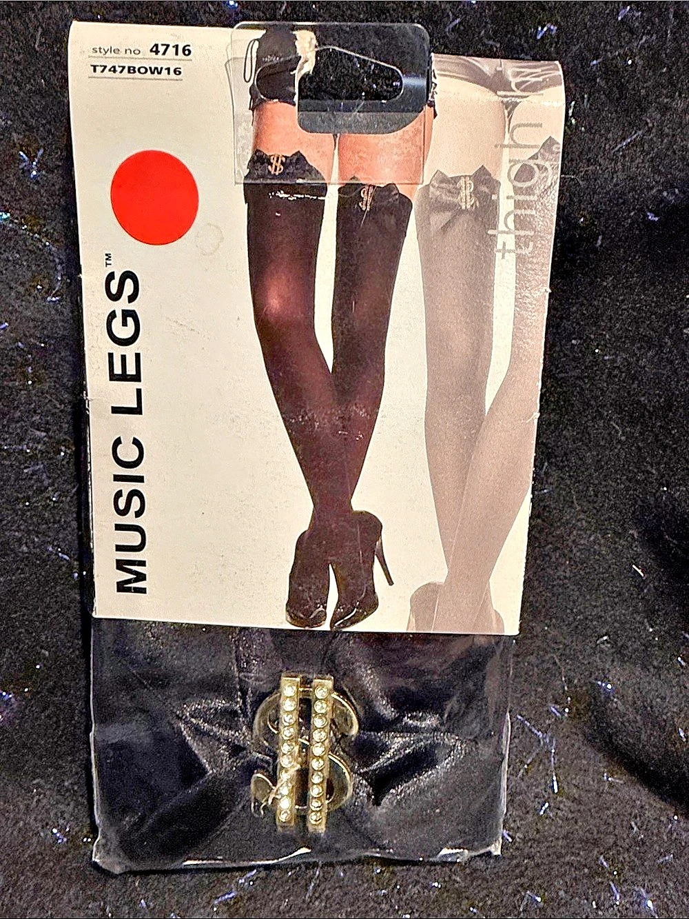 Music Legs 4716 Black Hosiery NWT